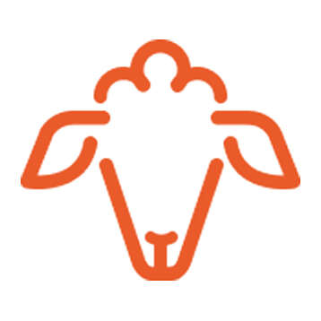 orangefarbenes Schaf Kopf Icon von Blattin